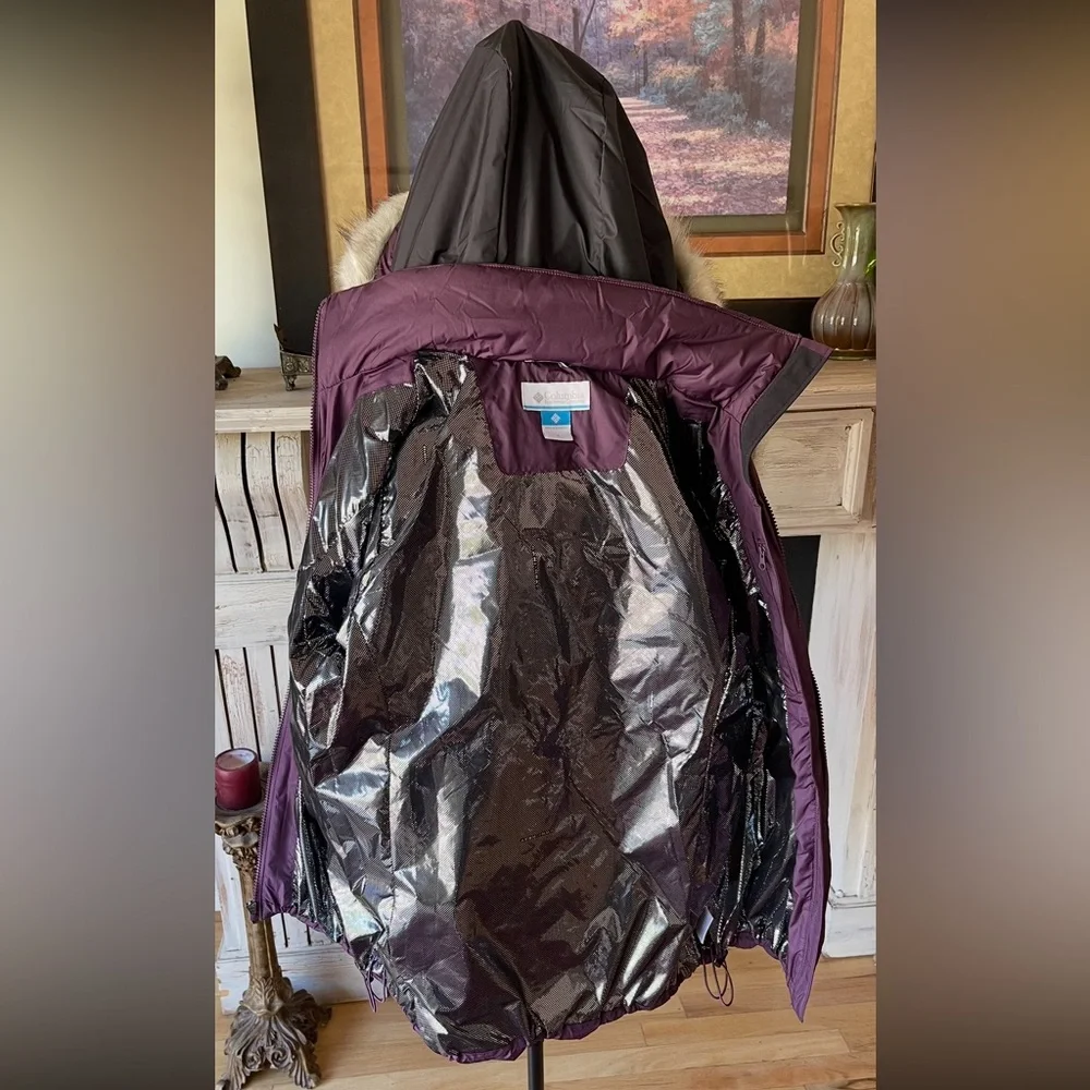 COLUMBIA Thermal Reflective Omni-Heat Lined Convertible Hooded Winter Coat Sz S - Picture 9 of 12